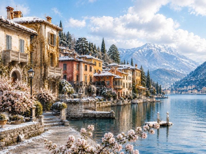 Bellacampo, a winter lakeside town in the Echoes of the Lake series