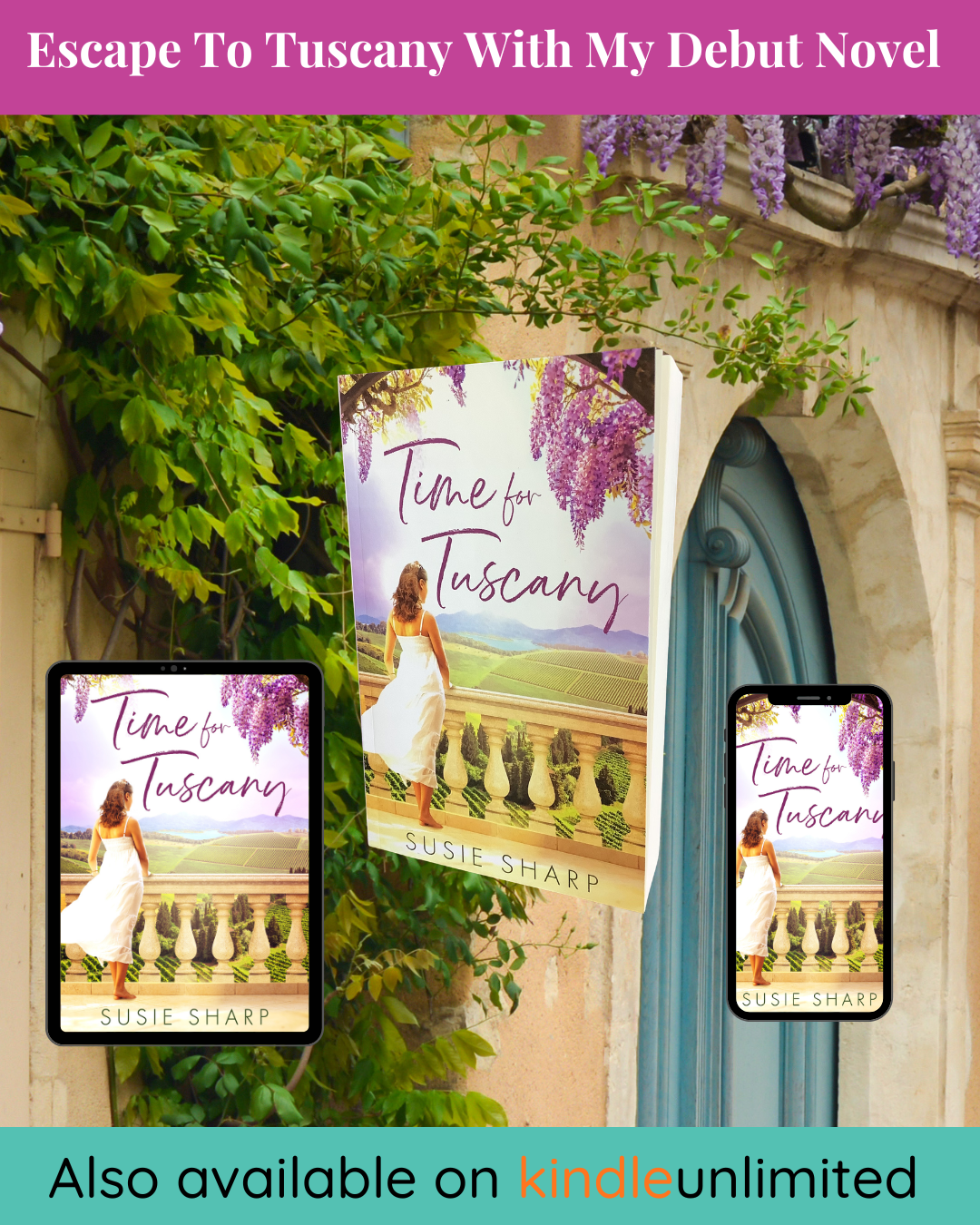 Photograph of ebook, paperback, and phone screen